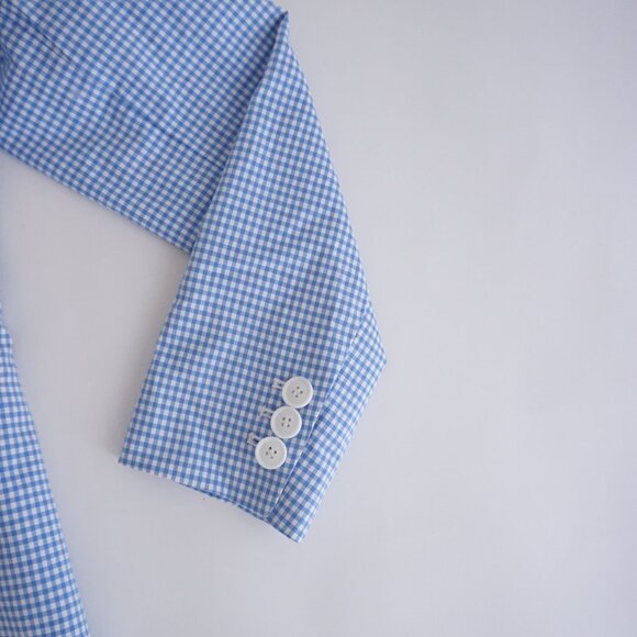 Talbots Blue Gingham Check Blazer Preppy Cottagecore Spring Layering Jacket 8 - Picture 4 of 11